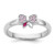 Sterling Silver Rhodium-plated Children's Size 3 Pink CZ with Pink and White Enamel Bow Ring