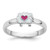 Sterling Silver Rhodium-plated Children's Size 4 White and Pink Enamel Sheep with Heart Ring