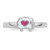Sterling Silver Rhodium-plated Children's Size 4 White and Pink Enamel Sheep with Heart Ring