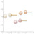 14k 6-7mm Multicolor Button Freshwater Cultured Pearl Boxed 3 Pair Post Earrings Set