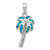 Sterling Silver Rhodium-plated Created Blue Opal Inlay Palm Tree Pendant