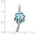Sterling Silver Rhodium-plated Created Blue Opal Inlay Palm Tree Pendant