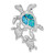 Sterling Silver Rhodium-plated Created Blue Opal Sea Turtles Slide