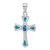 Sterling Silver Rhodium-plated Created Blue Opal Small Cross Pendant