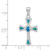 Sterling Silver Rhodium-plated Created Blue Opal Small Cross Pendant