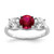 Sterling Silver Rhodium-plated Created Corundum & CZ 3 Stone Ring - QR-5428F610-6079