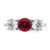 Sterling Silver Rhodium-plated Created Corundum & CZ 3 Stone Ring - QR-D0311DA3-1436