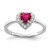 Sterling Silver Rhodium-plated Created Corundum & CZ Heart Ring - QR-6EB86E3D-8819