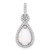 Sterling Silver Rhodium-plated Created Opal and CZ Teardrop Pendant