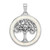 Sterling Silver Rhodium-plated Created Opal Circle w/Tree Pendant - QP-C1067AEF-8732