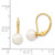 14k 6-7mm White Round Akoya Saltwater Cultured Pearl Leverback Earrings