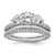 Sterling Silver Rhodium-plated CZ 3 Stone Pave Band Engagement Ring Set - QR-DA723E44-3837