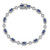 Sterling Silver Rhodium-plated CZ and Blue Glass Stone 7.75 inch Bracelet