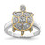 Sterling Silver Rhodium-plated CZ and Flash Gold-Plated Turtle Ring - QR-021A8AF5-4964