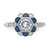 Sterling Silver Rhodium-plated CZ and Lab Cr. Blue Sapphire Flower Ring - QR-C891C109-4810
