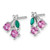 Sterling Silver Rhodium-plated CZ and Lab Created Corundum and Green Glass Cherry Post Earrings