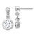 Sterling Silver Rhodium-plated CZ Bezel Dangle Post Earrings
