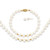14k 6-7mm White Semi-Round Freshwater Cultured Pearl 18 inch Necklace/7.25 in Bracelet/Button Post Earrings Set