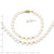 14k 6-7mm White Semi-Round Freshwater Cultured Pearl 18 inch Necklace/7.25 in Bracelet/Button Post Earrings Set