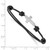 Sterling Silver Rhodium-plated CZ Cross Black Leather Adjustable Bracelet
