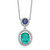 Sterling Silver Rhodium-plated CZ Glass Stone Dangle Pendant Necklace