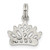 Sterling Silver Rhodium-plated CZ Polished Crown Charm