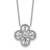 Sterling Silver Rhodium-plated CZ Textured Clover Shape 16 inch with 1.25 inch Extension Necklace