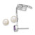 Sterling Silver Rhodium-plated CZ, White Freshwater Cultured Pearl and .45ct Oval Amethyst Post and Cuff Asymmetric Earrings