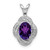 Sterling Silver Rhodium-plated Diam. & Amethyst Pendant - QB-A27CD07E-7823