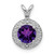 Sterling Silver Rhodium-plated Diam. & Amethyst Pendant - QB-D29044DD-6744