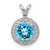 Sterling Silver Rhodium-plated Diam. & Blue Topaz Pendant - QB-E7265D2A-3175