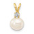 14k 6mm White FW Cultured Pearl AA Diamond Pendant