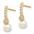 14K 6mm White Semi-round Freshwater Cultured Pearl CZ Post Drop Earrings