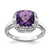 Sterling Silver Rhodium-plated Diamond & Checker-Cut Amethyst Ring - QR-80445866-3163