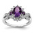 Sterling Silver Rhodium-plated Diamond & Oval Amethyst Ring - QR-9E4D61E5-1592