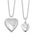 Sterling Silver Rhodium-plated Diamond Polished & Satin Heart 18in Locket Necklace & 14in Pendant Necklace Set