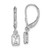 Sterling Silver Rhodium-plated Emerald-cut 6x4mm CZ Leverback Earrings