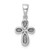 Sterling Silver Rhodium-plated Enamel & Glitter Fabric Cross Pendant
