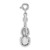 Sterling Silver Rhodium-plated Enameled & Preciosa Crystal Violin Charm