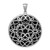 Sterling Silver Rhodium-plated Filigree Diamond Cut Onyx Circle Dangle Pendant