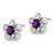 Sterling Silver Rhodium-plated Floral Amethyst Post Earrings - QB-D69056EB-2576