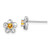 Sterling Silver Rhodium-plated Floral Citrine Post Earrings - QB-305015B4-9747
