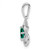 Sterling Silver Rhodium-plated Floral Created Emerald Pendant