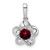 Sterling Silver Rhodium-plated Floral Garnet Pendant - QB-BFC56512-3470