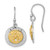 Sterling Silver Rhodium-plated Gold-tone Textured Sand Dollar Dangle Earrin
