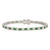 Sterling Silver Rhodium-plated Green Glass and CZ  7 inch Bracelet