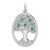 Sterling Silver Rhodium-plated Green Glass Buds Oval Tree Pendant
