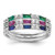Sterling Silver Rhodium-plated Green, Red and Blue CZ 3 Ring Set - QR-D2E0AF55-1155