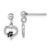 Sterling Silver Rhodium-plated Heart with Black Enameled Paw Print Post Dangle Earrings