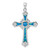 Sterling Silver Rhodium-plated Lab Created Blue Opal and Clear CZ Cross Pendant